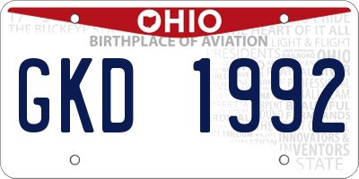 OH license plate GKD1992