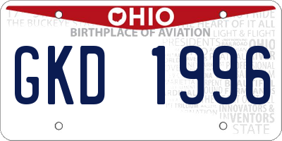 OH license plate GKD1996