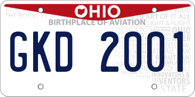 OH license plate GKD2001