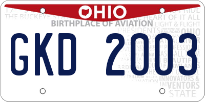 OH license plate GKD2003