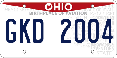 OH license plate GKD2004