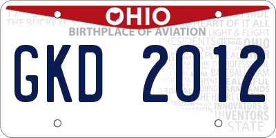 OH license plate GKD2012
