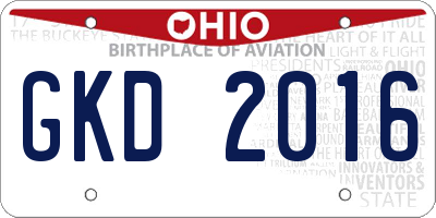 OH license plate GKD2016