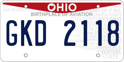 OH license plate GKD2118