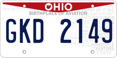 OH license plate GKD2149