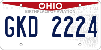 OH license plate GKD2224