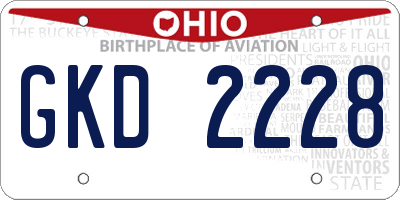 OH license plate GKD2228