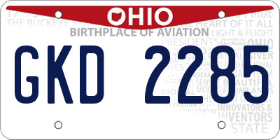 OH license plate GKD2285
