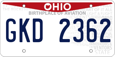 OH license plate GKD2362