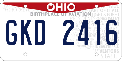 OH license plate GKD2416