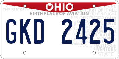 OH license plate GKD2425