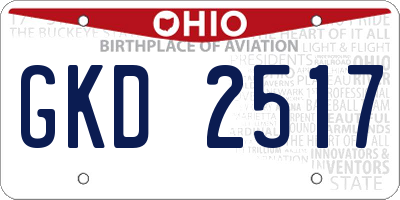 OH license plate GKD2517