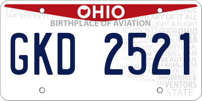 OH license plate GKD2521