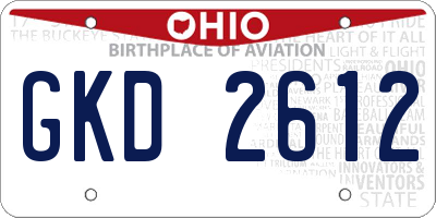 OH license plate GKD2612
