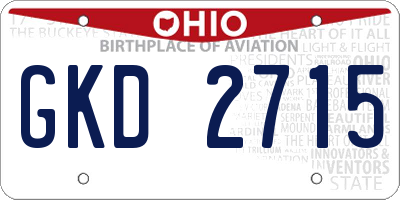 OH license plate GKD2715