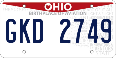 OH license plate GKD2749