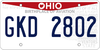 OH license plate GKD2802
