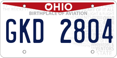 OH license plate GKD2804