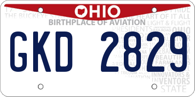 OH license plate GKD2829