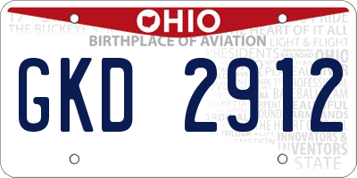 OH license plate GKD2912