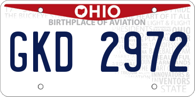 OH license plate GKD2972