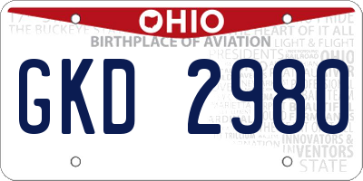 OH license plate GKD2980