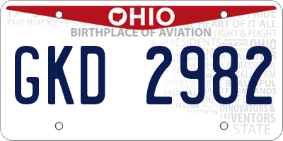 OH license plate GKD2982