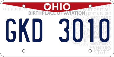 OH license plate GKD3010
