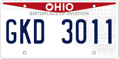 OH license plate GKD3011