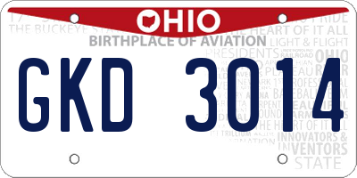 OH license plate GKD3014
