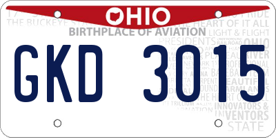 OH license plate GKD3015