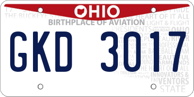 OH license plate GKD3017