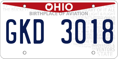 OH license plate GKD3018