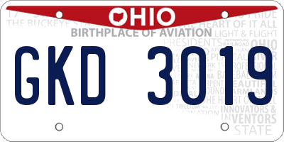 OH license plate GKD3019