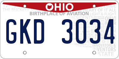 OH license plate GKD3034