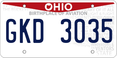 OH license plate GKD3035