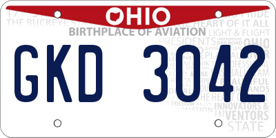 OH license plate GKD3042