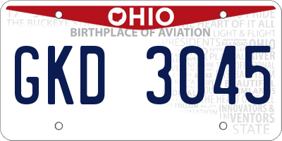OH license plate GKD3045