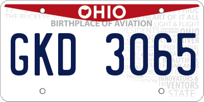 OH license plate GKD3065