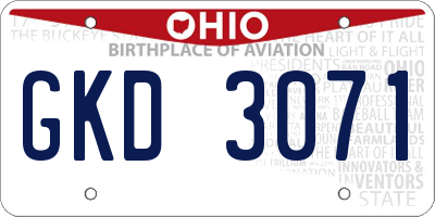 OH license plate GKD3071