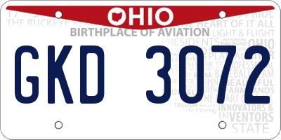 OH license plate GKD3072