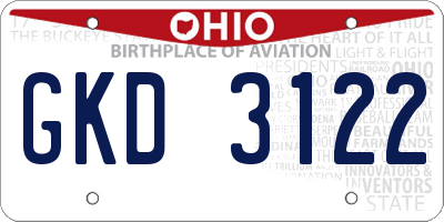 OH license plate GKD3122