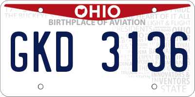 OH license plate GKD3136