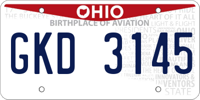 OH license plate GKD3145