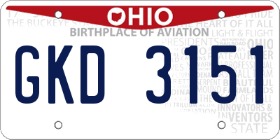 OH license plate GKD3151