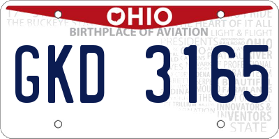 OH license plate GKD3165