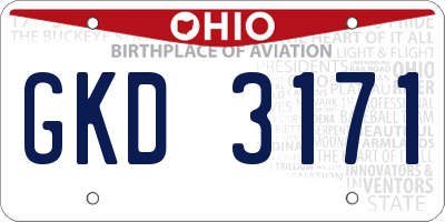 OH license plate GKD3171