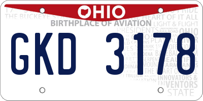 OH license plate GKD3178
