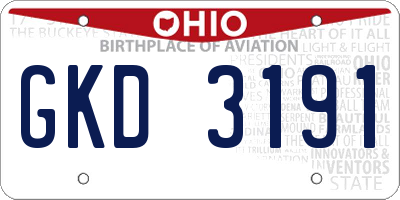 OH license plate GKD3191