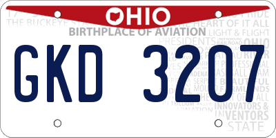 OH license plate GKD3207